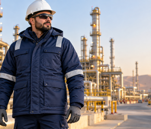 Fire retardant winter jacket manufacturer for oil and gas workers in Saudi Arabia