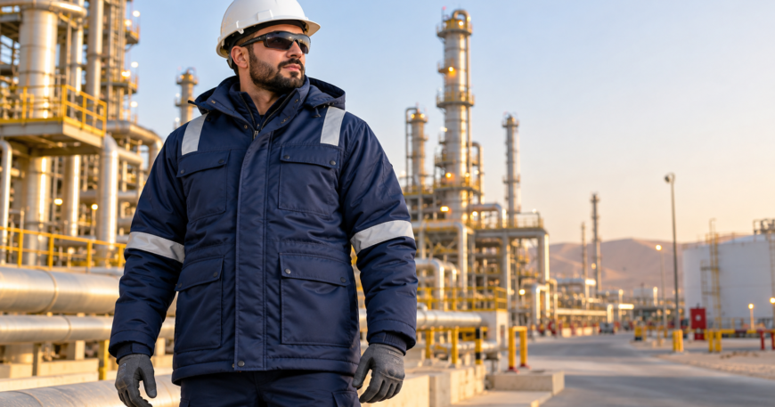 Fire retardant winter jacket manufacturer for oil and gas workers in Saudi Arabia